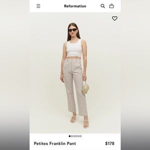 Reformation Franklin pant beige / white gingham NWOT 4P